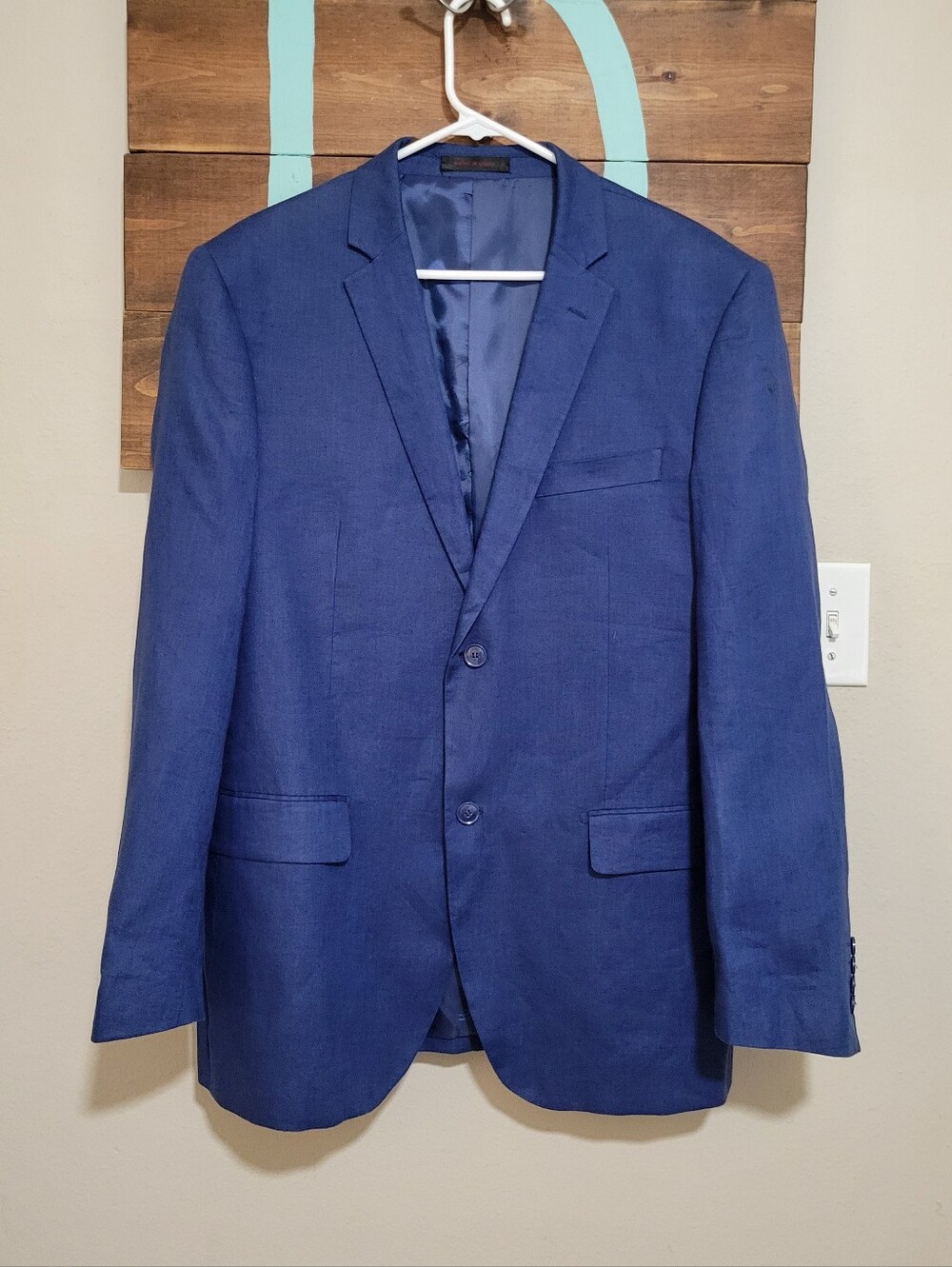 Vitali Men's Blue 100% Linen Single-Breasted Coastal Nautical Blazer R42